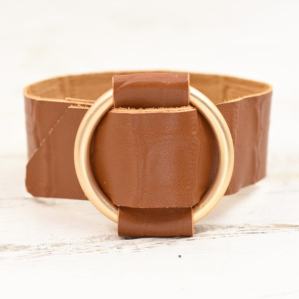 Camel  Leather Buckle Bracelet