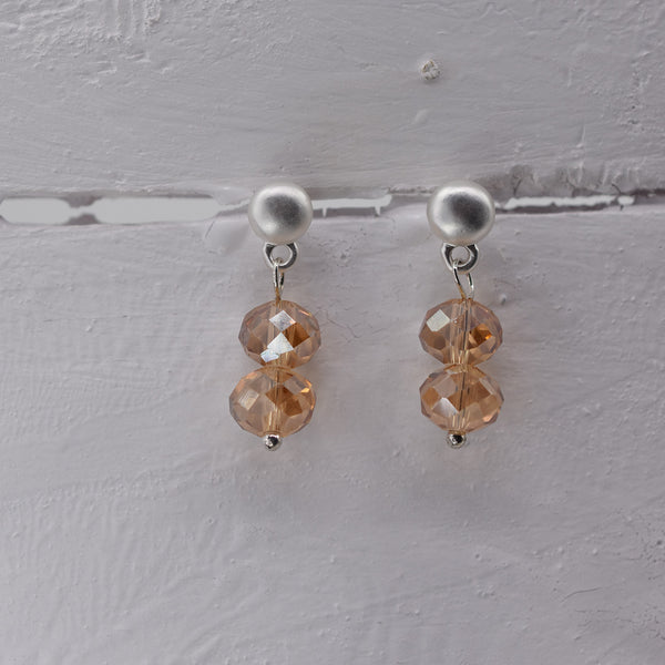 Matt Silver and Camel Double Beaded Delicate Earring