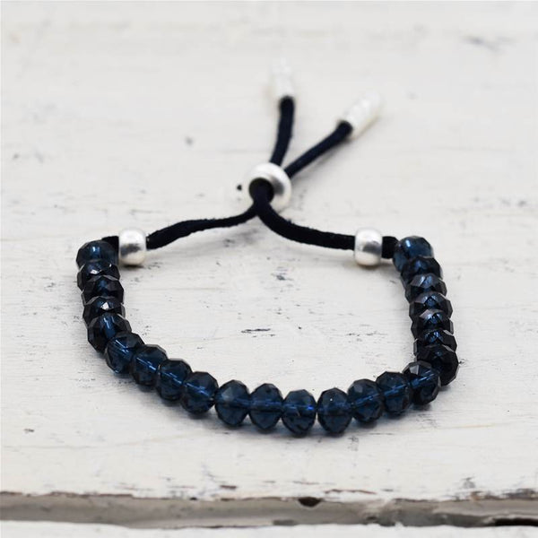 Matt Silver and Blue Beaded Friendship Bracelet