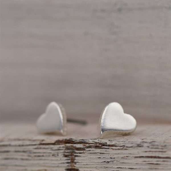 Matt Silver Small Heart Stud Earring