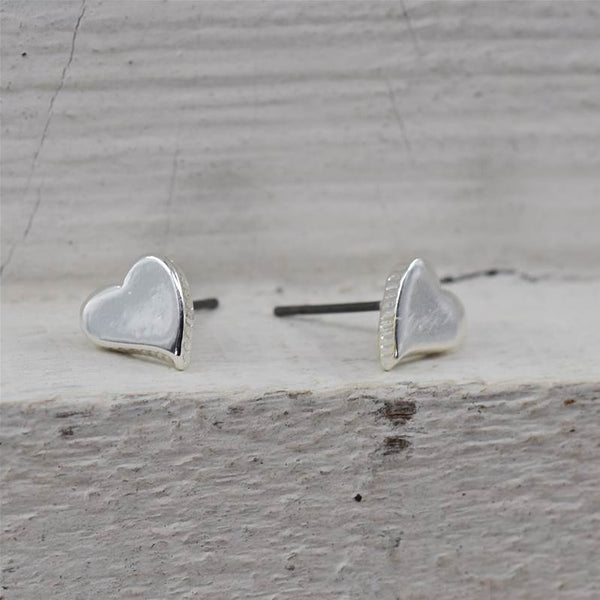 Shiny Silver Small Heart Stud Earring