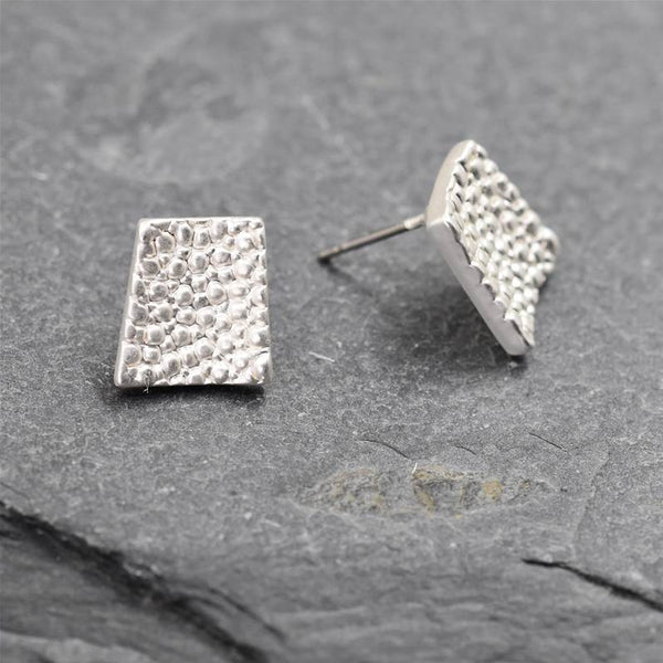 Square shape stingray skin effect stud earrings