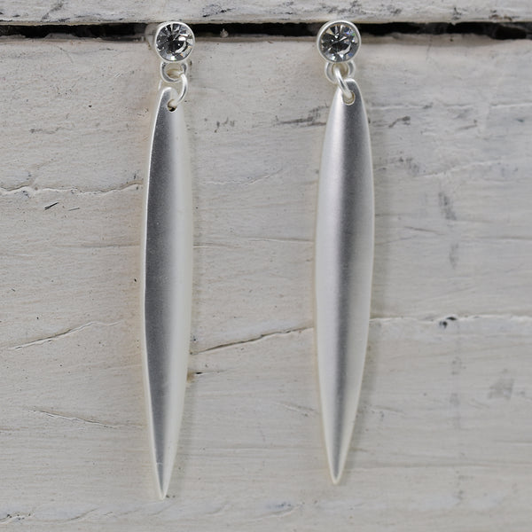 Elongated smooth drop long contemporary dangle earring with