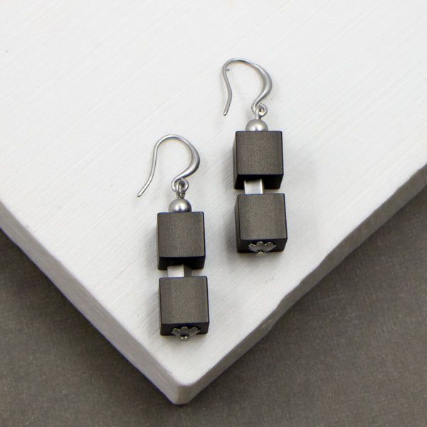 High quality contemporary cube drop earrings