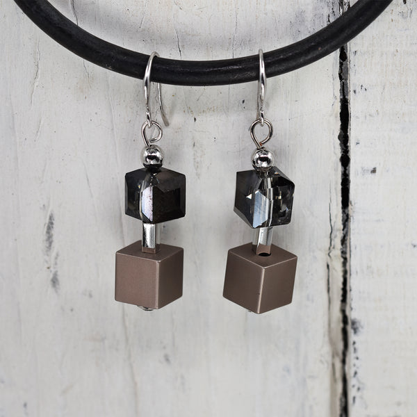 High quality contemporary cube drop earrings