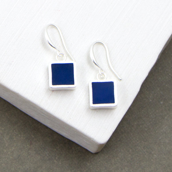 Single square resin inlay earrings