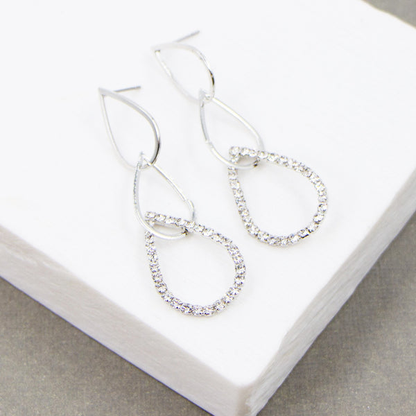 Open teardrop shape earrings with crystal detail