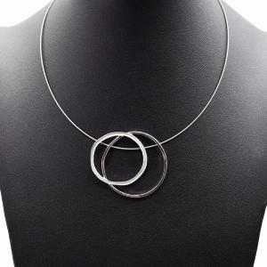 White and Grey resin open cirlce layered pendant necklace