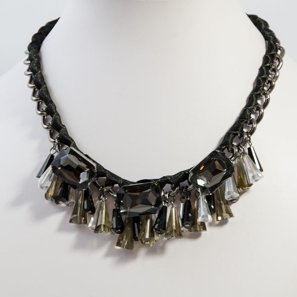 Statement necklace with cut glass cone shape beads