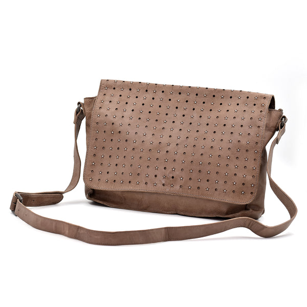 Real leather  star and stud satchel style hanbag with cross body strap