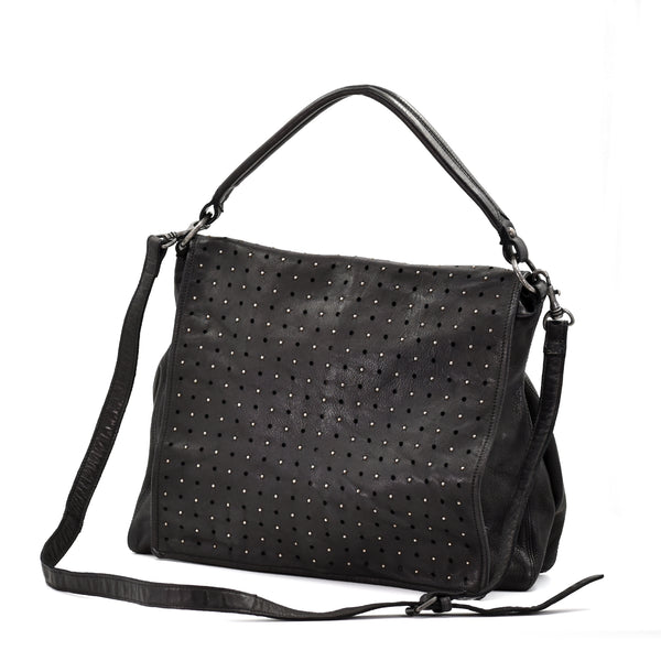 Real leather  star and stud satchel style hanbag with cross body strap