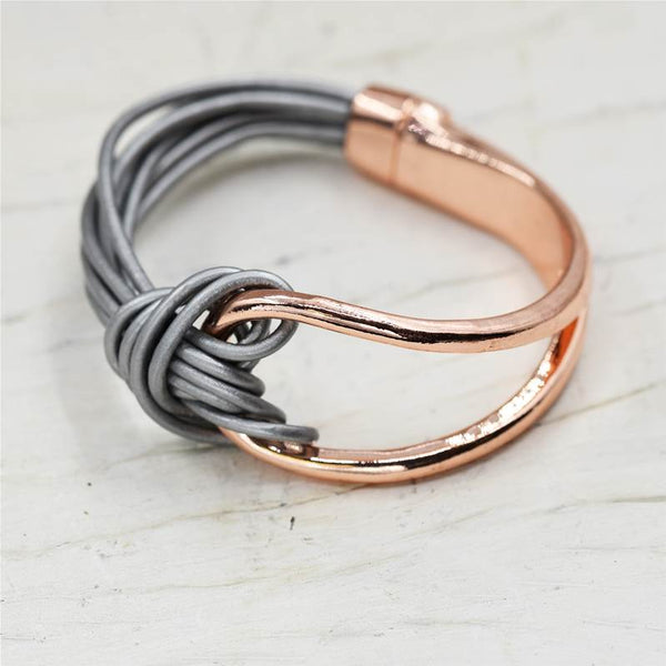 Half leather & metal bangle w/ mag clasp?