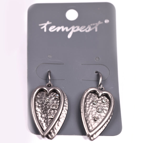 Heart pendant earrings w/crystal feature