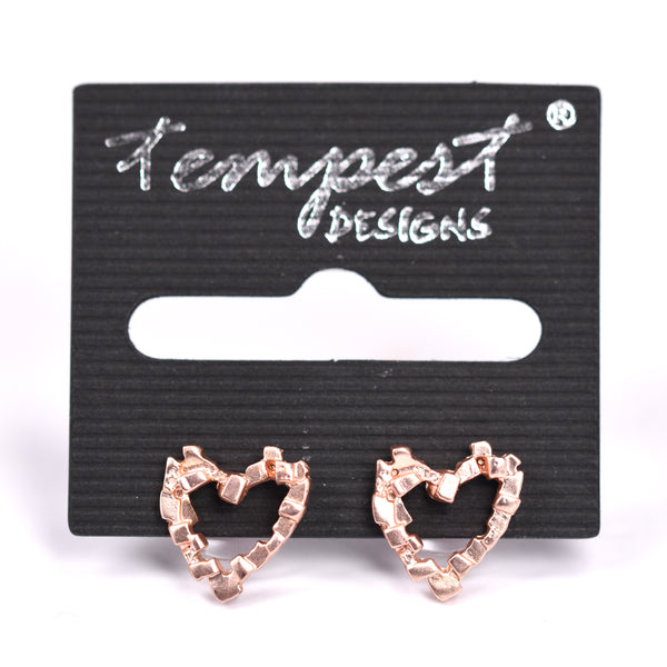 Irregular squared heart stud earrings