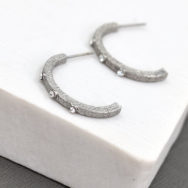 Stud hoop earrings with crystal detail