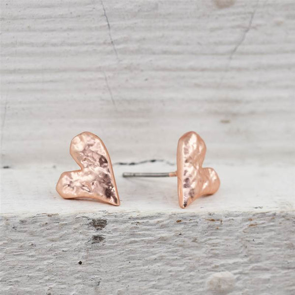 Rounded textured little heart earrings